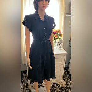 Amanda Lane size 6, black dress with faux diamond buttons and silk belt. Lovely!